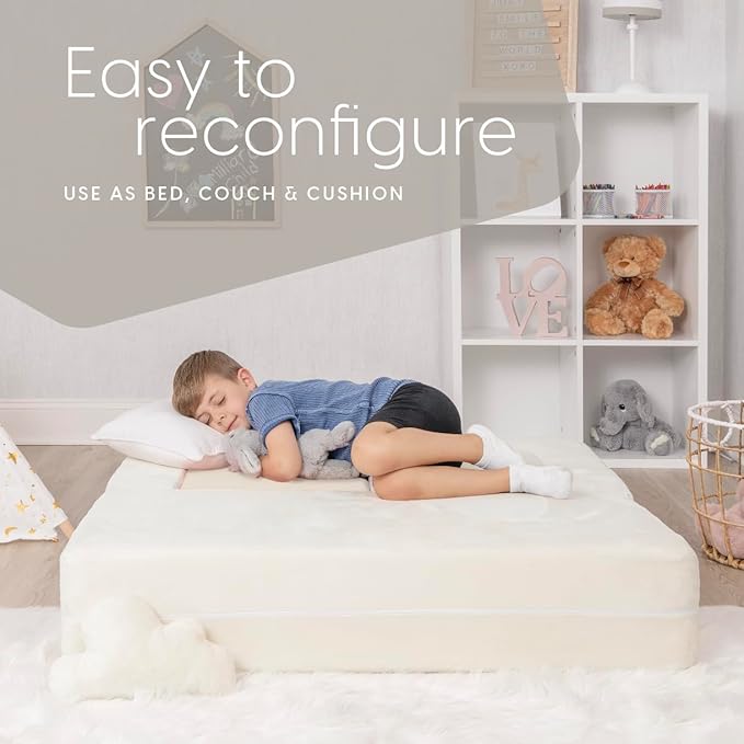 Milliard Kids Couch - Modular Kids Sofa for Toddler and Baby Playroom/Bedroom Furniture (Ivory) with Bonus Pillow