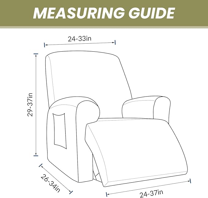 AZON Velvet Stretch Recliner Chair Cover,1-Piece Washable Recliner Couch Cover with Elastic Furniture Protector for Pets, Kids(Recliner, Navy Blue)