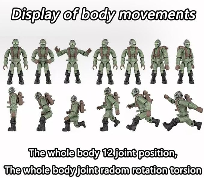 24 PCS Military Forces Building Block Action Mini-Figures Blind Bags with Multiple Military Weapons Accessories Equipment Assembly Building Toys Party Favors for Boys