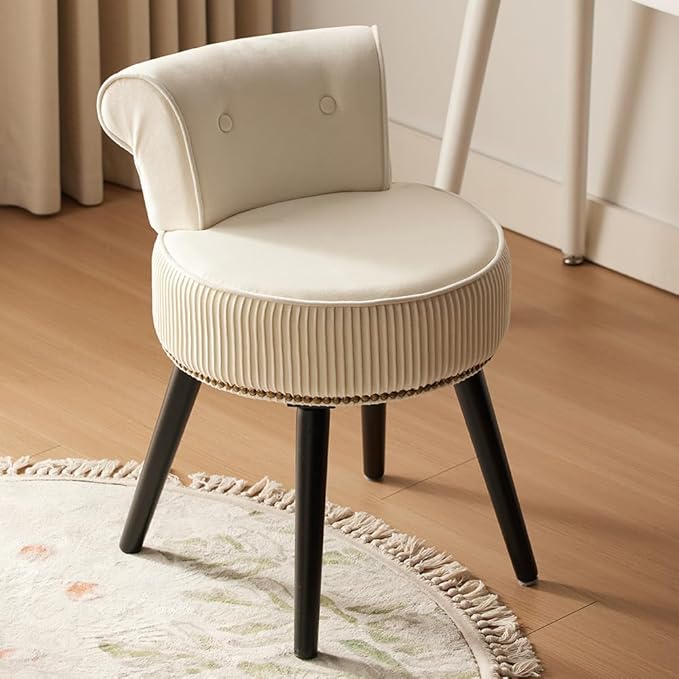Vanity Stool with Back - Vanity Chair with Back Small Chair for Vanity Makeup Vanity Chair Velvet Vanity Stool Chair Tufted Accent Chairs Makeup Chair for Vanity for Women Girls and Kids