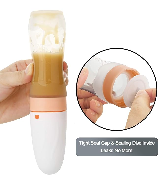 PandaEar (2 Pack) Silicone Baby Food Dispensing Spoon|4 oz Infant Fruit Squeeze Feeder| Travel Friendly Kids Toddlers Boys Girl (Blue)