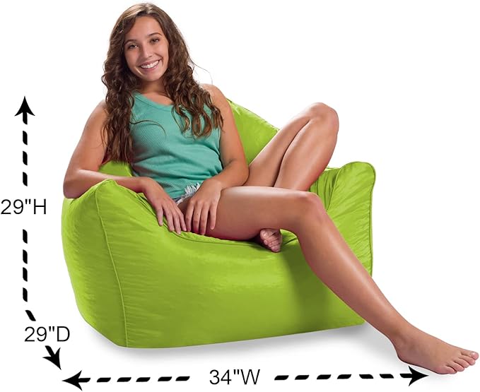 Posh Creations Structured Comfy Seat for Playrooms and Bedrooms, Large Bean Bag Chair, Malibu Lounge, Lime