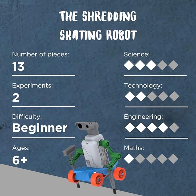 Thames & Kosmos ReBotz: Halfpipe - The Shredding Skater Robot | Build a Wacky Motorized Robot! | Collect All 4 | Combine to Make New Robotic Creations | Great Stocking Stuffer, Easter Basket Goodie