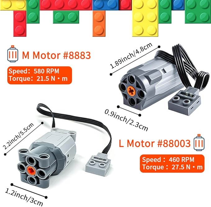 39-in-1 Motor Kit Compatible with Lego Technic: Motor*4,Battery Box*2,2.4G Receiver,IR Speed Remote Control,Control Switch & Extension Wire & LED Light Wire,with Building Block Tool Kit