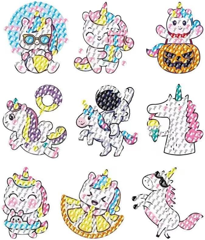 5D DIY Diamond Painting Stickers Kits for Kids, Diamond Art Mosaic Stickers by Numbers Kits Crafts Set for Children, Boys and Girls,Creative Handmade Art Craft Gift (Unicorn-2)