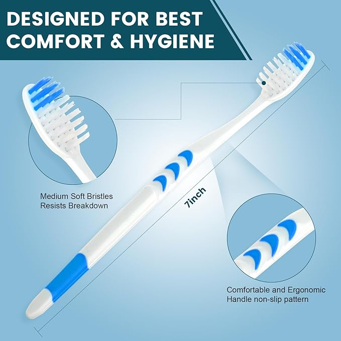 Navona 50 PCS Individually Wrapped Bulk Toothbrush Pack, Disposable Toothbrush, Soft Toothbrush for Adult or Kid, Soft Bristle Toothbrush, Ergonomics Handle, Perfect for Travel, Hotel, Donation