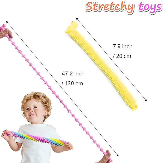 18 Pcs Stretchy String Toys,Alpaca Fidget Sensory Toy,Squeeze Pull Noodles for Boys,Girls,Adults,Party Favors Prizes,Calm Relax