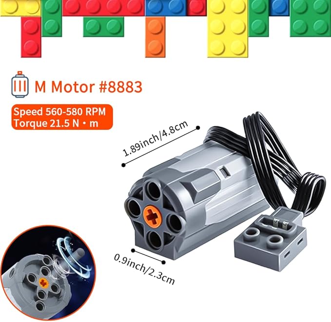 5-in-1 Motor Kit Compatible with Lego Technic：M Motor,Battery Box,2.4G Receiver,Remote Control， with Building Block Tool Kit：Brick Separator, Multi-Use Hammer, Block Pliers