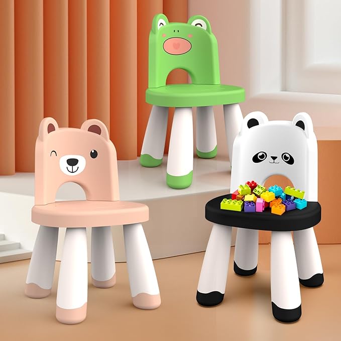 Kids Plastic Chair, Durable and Lightweight Kids Chair,11" H Seat, Indoor or Outdoor Use for Toddlers Boys Girls Birthday Gifts (Green)