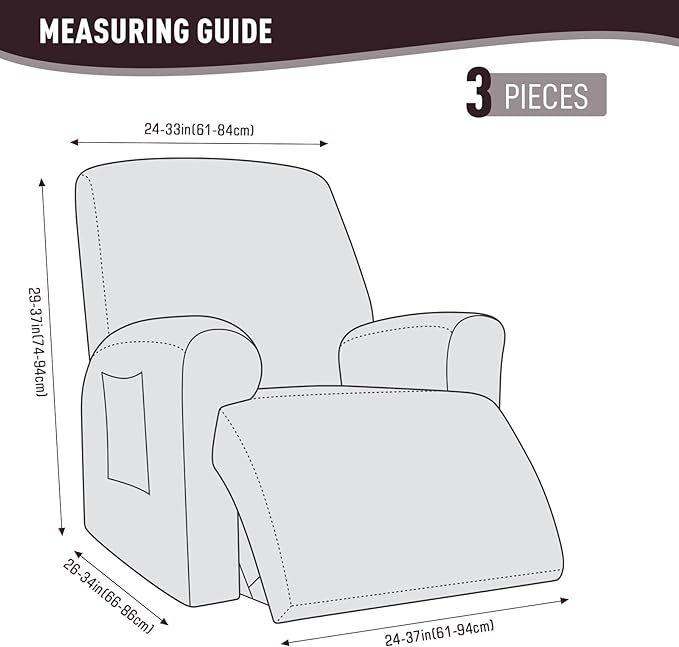 KinCam Recliner Covers, Stretch Reclining Chair Covers, Recliner Sofa Slipcovers Stripe Jacquard Recliner Couch Covers Furniture Protector Covers for Pet Kid (1 Seater, Chocolate)