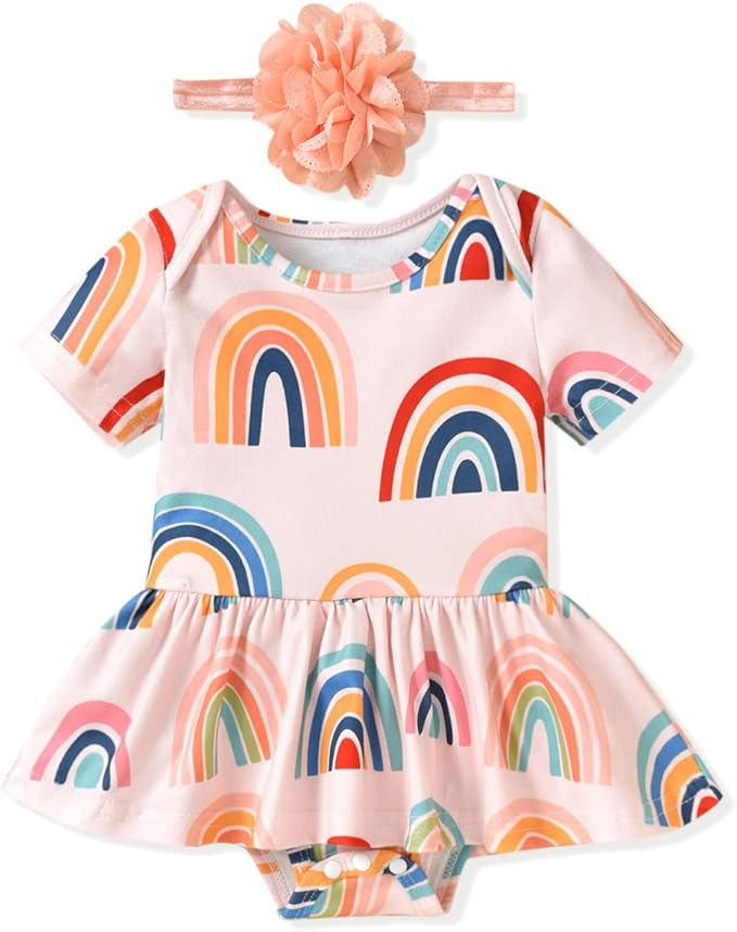 Aalizzwell Newborn Infant Baby Girls Bodysuit Dress