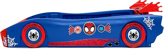 Delta Children Spidey and His Amazing Friends Web Crawler Race Car Twin Bed, Blue/Red