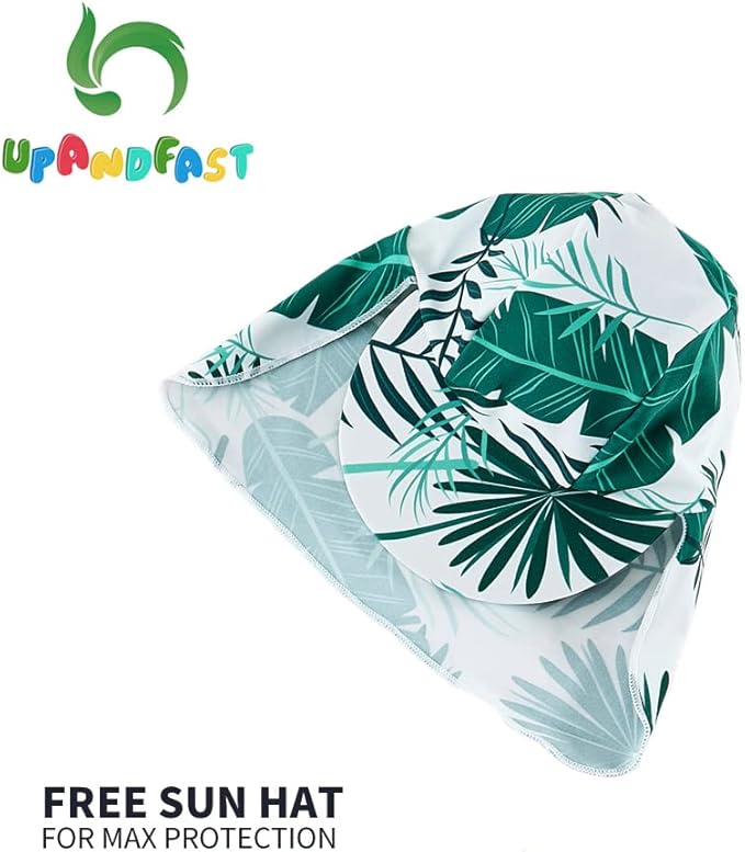 upandfast Baby/Toddler Swimsuit UPF 50+ Sun Protection One Piece Zipper Bathing Suit with Sun Hat Infant Beach Swimwear