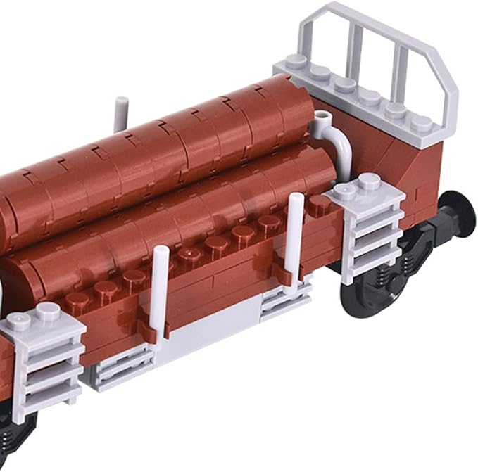 6IN1 City Freight Train Car Building Set, DIY Toys for Teens and Adults, Compatible with Lego 630 Building Accessory (Timber Cart)