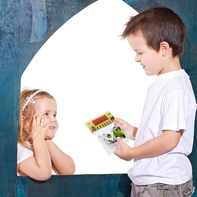 24 Packs Train Building Blocks with Valentines Gift Cards, 6 in 1 Train Building Blocks Sets for Boys Girls Goodie Bags Carnival Prizes Birthday Supplies, Classroom Exchange Prize, Valentine Party