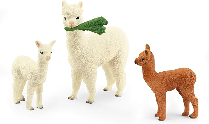 Schleich Farm World 4-Piece Alpaca Playset with Mother and Baby Alpacas - Educational and Durable Farm Animal Playset Figurines, Fun and Imaginative Play for Boys and Girls, Gift for Kids Ages 3+