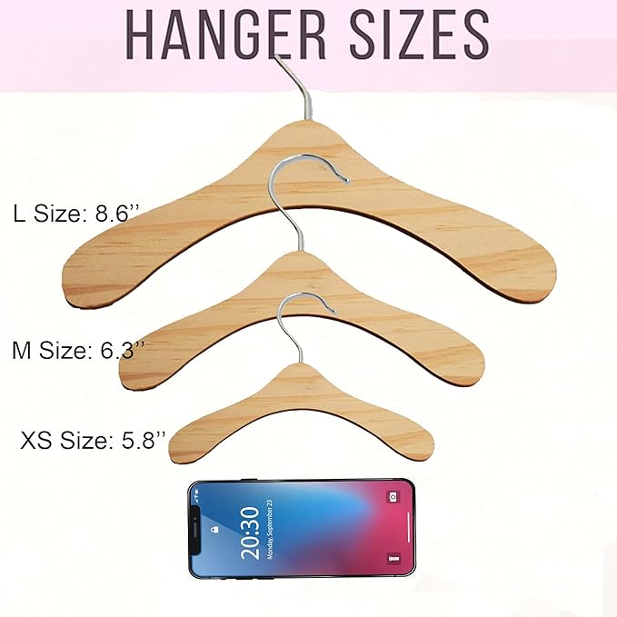 5 Pack Kids Hangers Baby Hanger Wooden ,8.6 INCH Pet Clothes Hangers for for Dog Cat Baby Toddler Kids Little Hangers for Doll Dress Clothes Gown Outfit Holders Accessories (L)