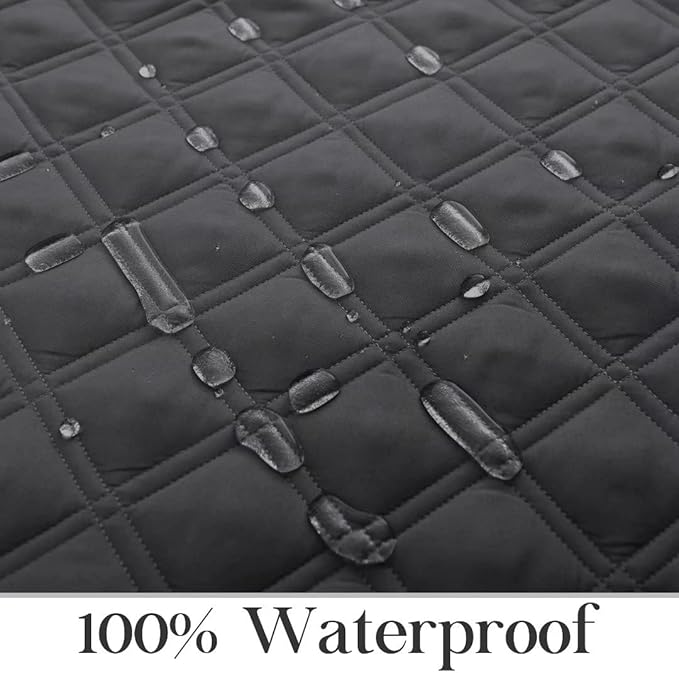 TOMORO Non-Slip Quilted Recliner Cover, 100% Waterproof Recliner Chair Slipcover Furniture Protector with Pockets, Washable Couch Cover with Elastic Straps for Kids and Pets，23 Inch