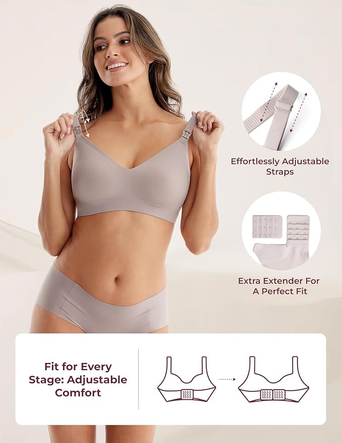 Momcozy Nursing Bras for Breastfeeding, YN21 Seamless Ultra Comfort Maternity Bra, Natural Shape, Pregnancy Sleep Bralette