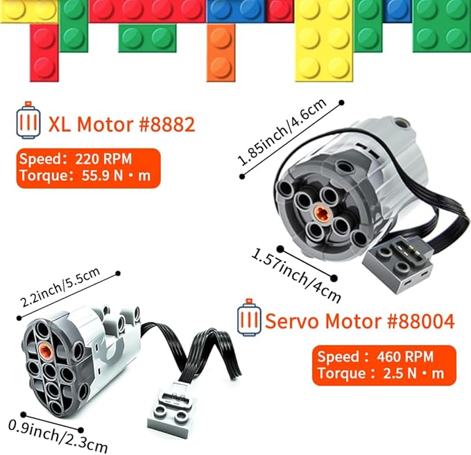 39-in-1 Motor Kit Compatible with Lego Technic: Motor*4,Battery Box*2,2.4G Receiver,IR Speed Remote Control,Control Switch & Extension Wire & LED Light Wire,with Building Block Tool Kit
