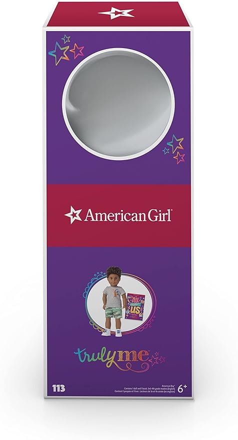 American Girl Truly Me 18-inch Doll #113 with Brown Eyes, Dark-Brown Hair, Deep Skin, Shorts and T-shirt, For Ages 6+