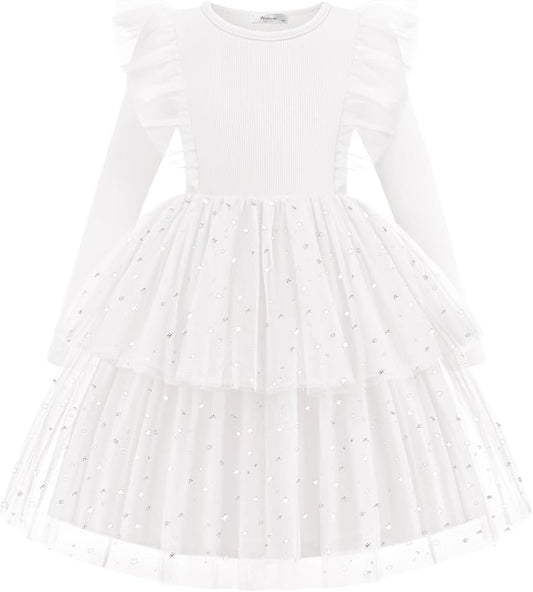 Arshiner Toddler Dress Baby Girls Tutu Tiered Formal Party Sequin Tulle Dresses Fall Winter Clothes for 1-6 Years