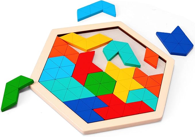 3 otters Wooden Puzzles, Educational Brain Teaser Game,Sorting Board with Guide Book,Educational Toys Shape Pattern Block for Boys and Girls