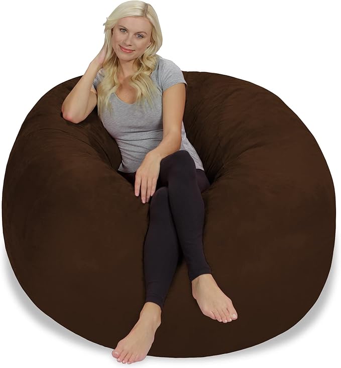 Chill Sack Bean Bag Chair: Giant 5' Memory Foam Furniture Bean Bag - Big Sofa with Soft Micro Fiber Cover - Brown