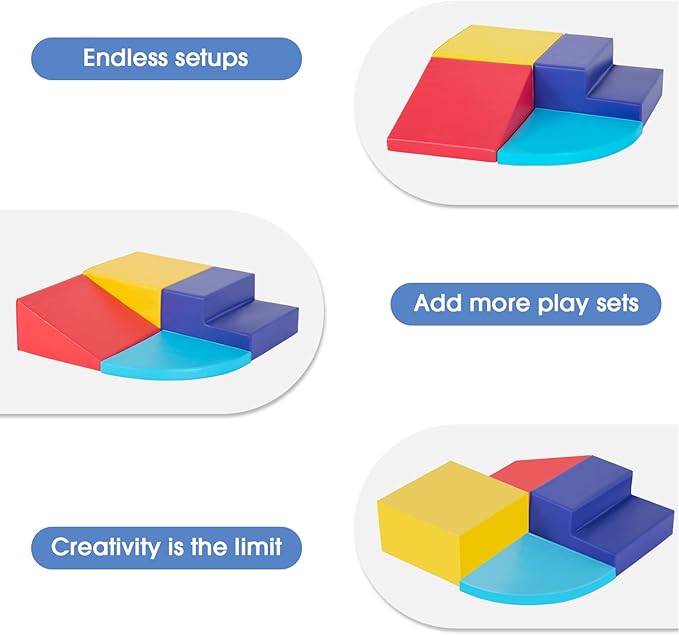 4-Piece Set Climbing Toys for Toddlers 1-3 and Climb Foam Play Set Babies Foam Blocks Toddler Climbing Toys Indoor Baby Climbing Toys Children’s Composite Toy for Crawling Climbing and Sliding