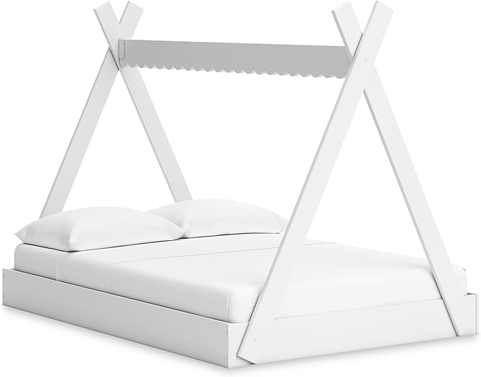 Signature Design by Ashley Hallityn Casual Youth/Toddler Floor Full Tent Bed, No Box Spring Needed, White