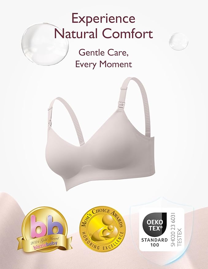 Momcozy Nursing Bras for Breastfeeding, YN21 Seamless Ultra Comfort Maternity Bra, Natural Shape, Pregnancy Sleep Bralette