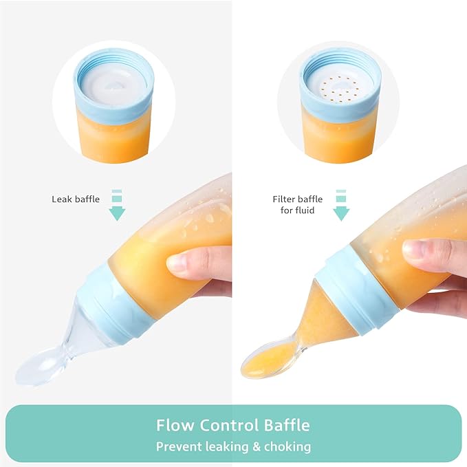 Termichy Baby Food Dispensing Spoon: Squeeze Feeder Dispenser for Baby - Self Feeding Bottle Spoon