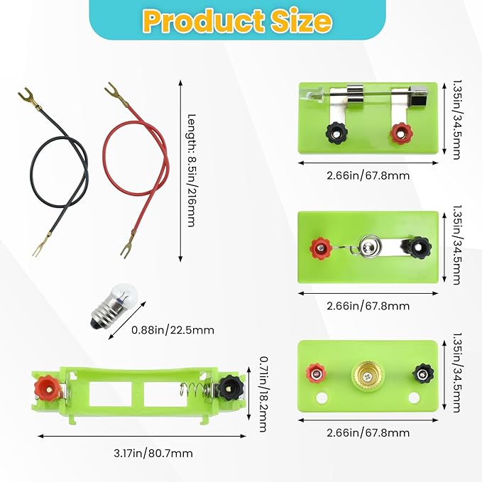 32 Pcs Learning Circuit Kit, Physics Electrical Experiment Box, Basic Electric Circuit Laboratory for Learning Series and Parallel Circuit