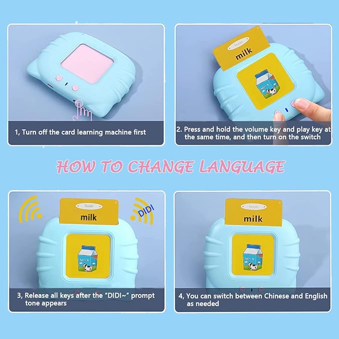 ABC Learning Toys for Toddlers 1-6, Pocket Speech Therapy Toys for Autistic Children, Talking Flash Cards 384 Sight Words, Montessori Sensory Educational Gifts for Boys Girls(Blue)