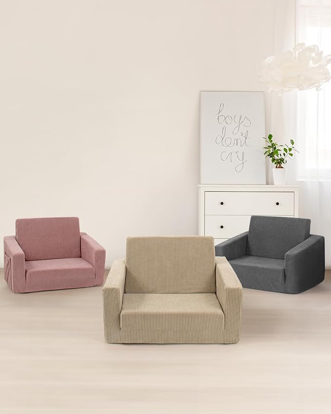 Toddle & Kids Chair,2-in-1 Soft Toddler Couches That Fold Out,Toddler Chairs Comfy 1-3 Years Old,Convertible Sofa to Lounge,Pink