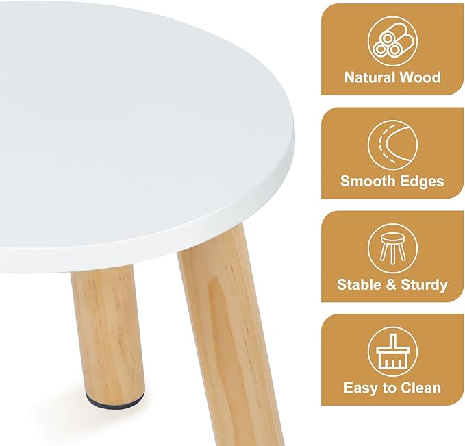 Wooden Step Stool for Kids, Children's Stool Matched Sensory Table, Children Sitting Stool with Assembled Four-Legged, Multi-Purpose Kids Chairs for Bathroom Kitchen Bedroom, Natural Anti-Slip, 1 Pack