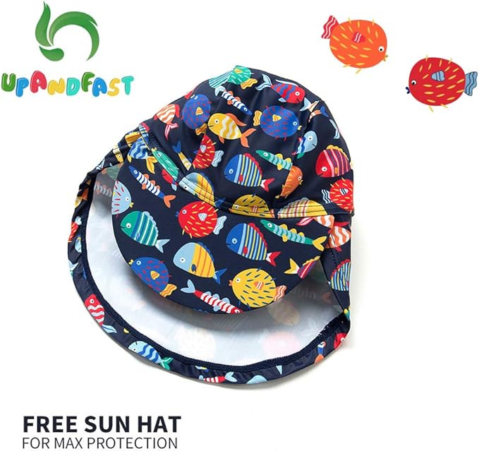 upandfast Baby/Toddler Swimsuit UPF 50+ Sun Protection One Piece Zipper Bathing Suit with Sun Hat Infant Beach Swimwear