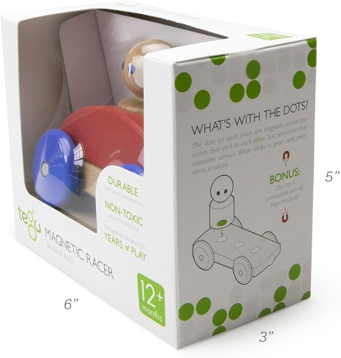 3 Piece Tegu Magnetic Racer Building Block Set, Poppy Big Top