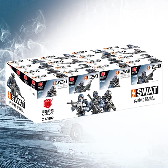 8 PCS Building Block City Policeman Action Mini-Figures with Multiple Military Weapons Accessories SWAT Model Equipment Assembly Building Toys Party Favors Gift for Boys