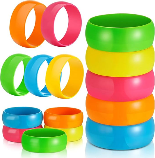 20 Pieces 80s Bracelets for Women 80's Style Neon Bracelets 80s Bangle Bracelets Colorful Chunky Plastic Bracelets 80's Neon Accessories Party Favors Pack for New Years Eve Birthday Party, 5 Colors