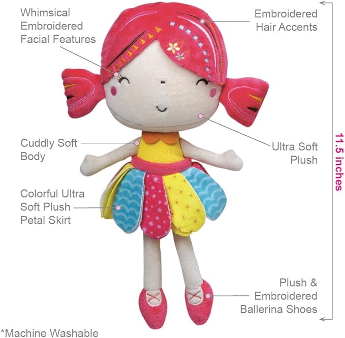 Adora Softies Blossom Plush Doll, 11.5" Girl Doll For Educational Fun Play and Bedtime! Gift For Ages 0 and Up - Blossom
