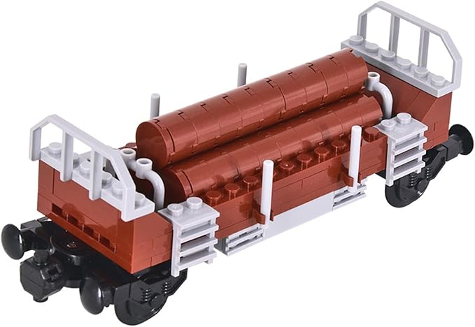 6IN1 City Freight Train Car Building Set, DIY Toys for Teens and Adults, Compatible with Lego 630 Building Accessory (Timber Cart)