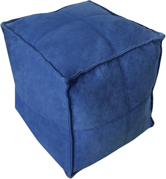 Louis Donné Unstuffed Pouf Ottoman Luxurious Premium Fabric Pouf Cover in Jewel Blue Scratch & Dirt Resistant with Hidden Storage Stylish Foot Rest Cover for Living Room Bedroom Patio Only Cover
