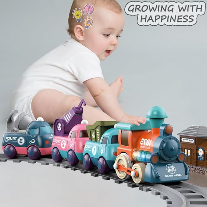 Lighting & Music Train Toy for Kids, Magnetic Train Toys for Toddlers 3+, Electric Train Set with Tracks Accessories Battery Operated, Birthday for Boys Girls Age 4 5 6 7