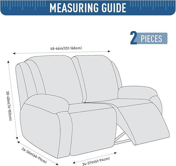 TAOCOCO Recliner Loveseat Cover, Stretch Jacquard Reclining Loveseat Cover Furniture Protector Sofa Slipcovers 2 Seat Recliner Covers with Elastic Bottom for Kids, Pets (Khaki)