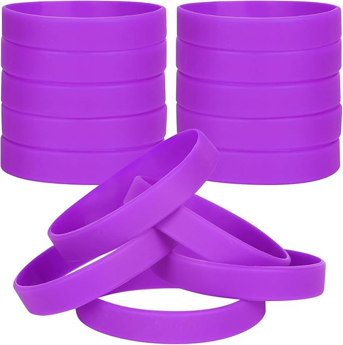 30 PCS Silicone Bracelets Wristbands for kid, Sports Rubber Elastic Wristband Bracelet for Party Decorations Favors Set Pack Purple