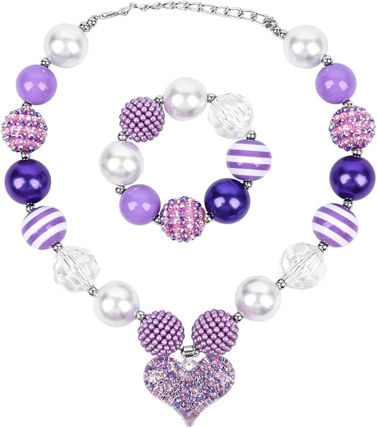 3 otters Girls Necklace Bracelet, Jewelry for Girls Princess Necklaces for Birthday Gift Party Favor Classroom Prize Supplies