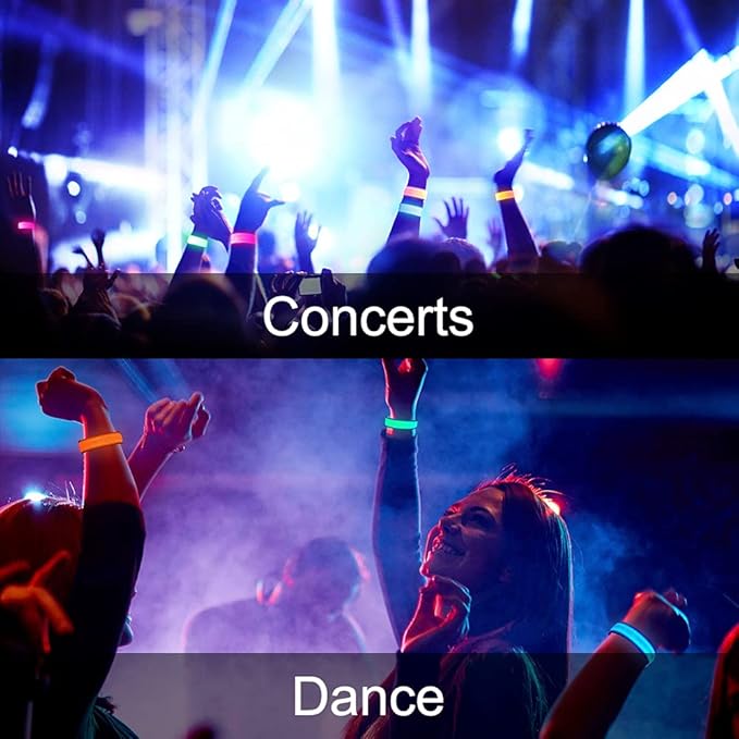 Amarlozn LED Light up Slap Wristband, Flashing Bracelets for Kids, Glow in The Dark Armband for Adults, Night Safety Toys for Walking Running Camping, Christmas New Year Party Supplies Gift 6 Pack