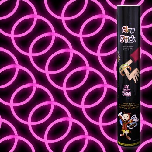 8" Glow Stick Bracelets - Bulk 50 Pack for Mardi Gras, St. Patrick's Day, and Nighttime Celebrations - Pink