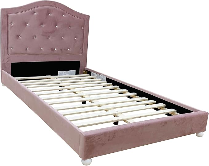 Acme Reggie Twin Bed in Pink Fabric